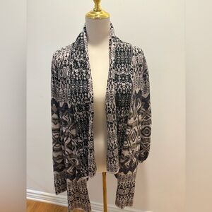 Gypsy 05 Boho open front cardigan – Neutral Black/Taupe Pattern – Retail -$148